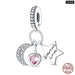 Womens 925 Sterling Silver Sparkling Zircon Star Moon