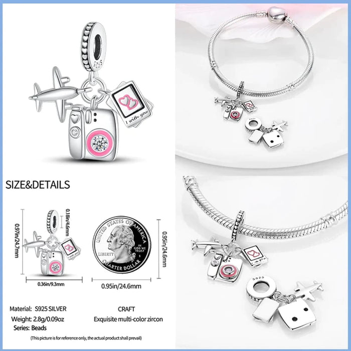 Womens 925 Sterling Silver Travel Aircraft Series Charms