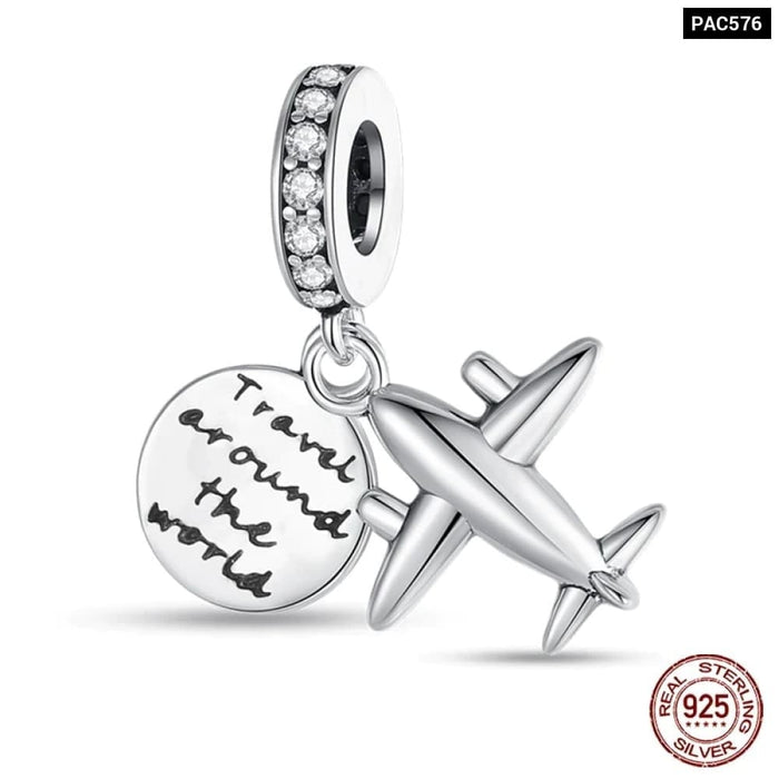 Womens 925 Sterling Silver Travel Aircraft Series Charms