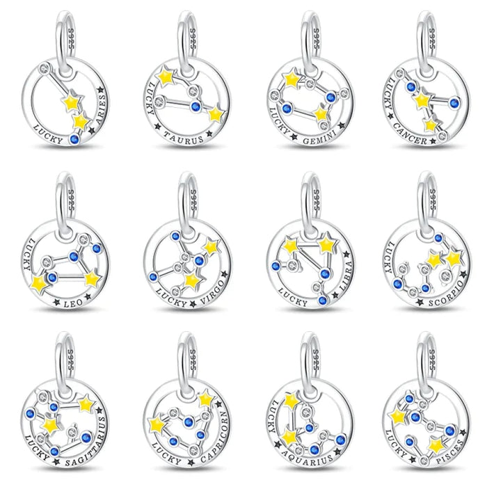 Womens 925 Sterling Silver Twelve Constellations Luminous