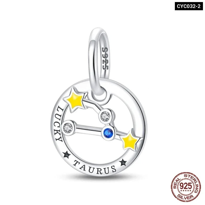 Womens 925 Sterling Silver Twelve Constellations Luminous