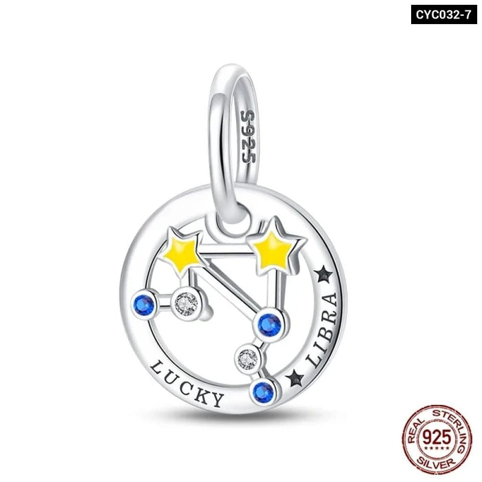 Womens 925 Sterling Silver Twelve Constellations Luminous