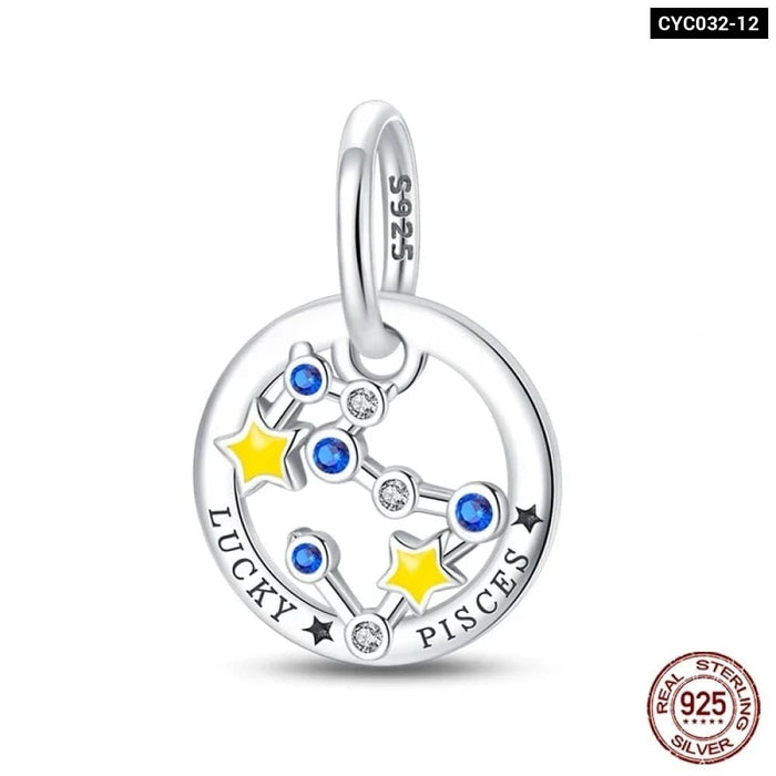 Womens 925 Sterling Silver Twelve Constellations Luminous