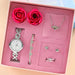 Womens Bracelet Necklace Earrings Ring Quartz Watch 5pcs