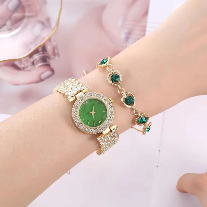 Womens Crystal Quartz Watch Earrings 5pcs Set