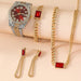 Womens Big Dial Iced Out Quartz Rhinestone Wrist Watch