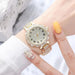 Womens Diamond Quartz Watch Hip Hop Bracelet 6pcs Set