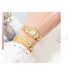 Womens Gold Crystal Design Necklace Earrings Ring Quartz