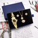 Womens Gold Crystal Design Necklace Earrings Ring Quartz