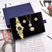 Womens Gold Crystal Design Necklace Earrings Ring Quartz