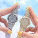 Womens Iced Out Diamond Quartz Watch Rhinestone 4pcs