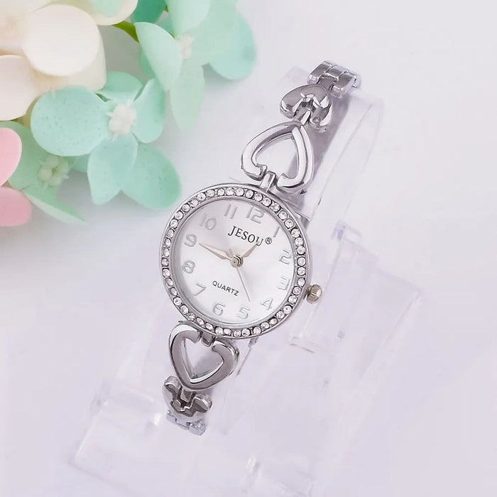 Womens Quartz Bracelet Watch Gold Crystal Design Necklace