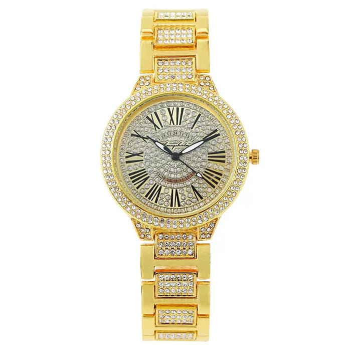 Womens Quartz Diamond Watch Shiny Crystal Stainless Steel