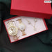 Womens Quartz Watch Crystal Diamond Jewelry 4pcs Set