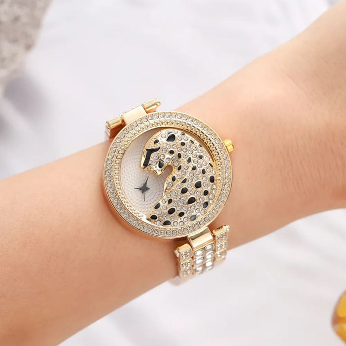 Womens Quartz Watch Crystal Diamond Jewelry 4pcs Set