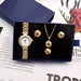 Womens Quartz Watch Geometric Earrings Necklace Ring