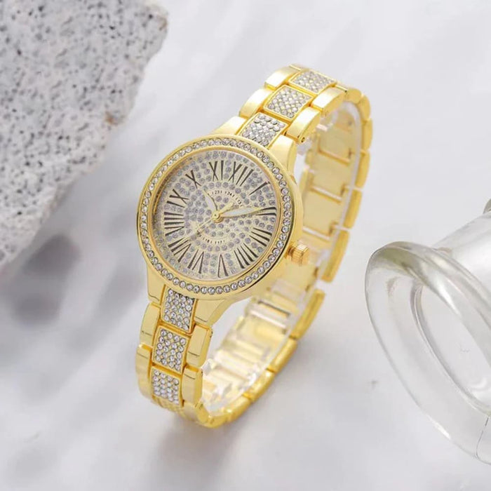 Womens Quartz Watch Geometric Earrings Necklace Ring