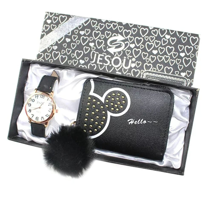 Womens Quartz Watch Wallet 2pcs Set