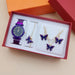 Womens Quartz Wrist Watch Butterfly Jewelry 4pcs Set