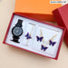 Womens Quartz Wrist Watch Butterfly Jewelry 4pcs Set