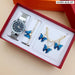 Womens Quartz Wrist Watch Butterfly Jewelry 4pcs Set