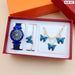 Womens Quartz Wrist Watch Butterfly Jewelry 4pcs Set