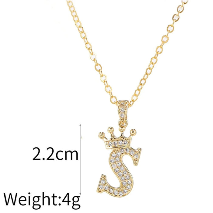 Womens Rhinestone Watch Zirconia Crown Letter Pendant