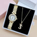 Womens Rhinestone Watch Zirconia Crown Letter Pendant