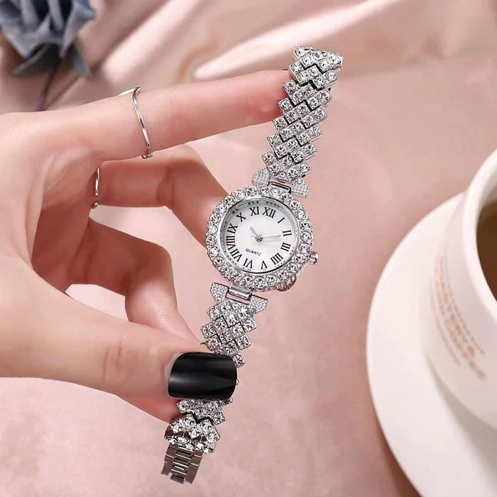 Womens Rhinestone Watch Zirconia Crown Letter Pendant