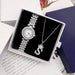 Womens Rhinestone Watch Zirconia Crown Letter Pendant