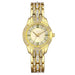 Womens Shiny Crystal Quartz Wrist Watch With Pearl Ring