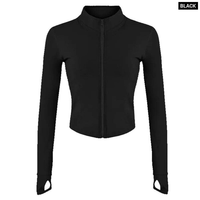 Womens Slim Fit Yoga Jacket With Thumb Holes