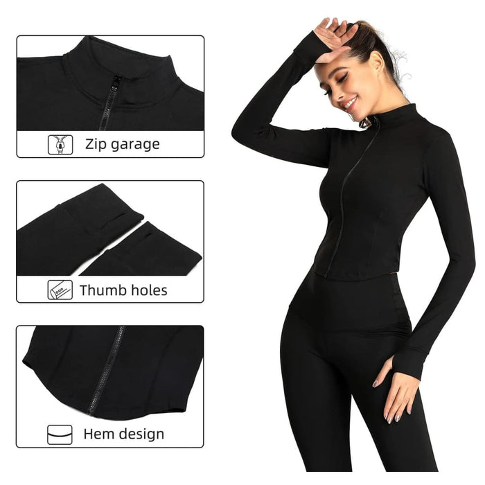 Womens Slim Fit Yoga Jacket With Thumb Holes