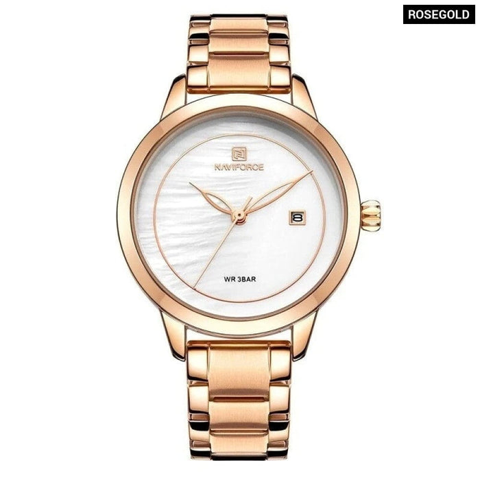 Women’s Stainless Steel Band Quartz Wristwatch Rose Gold