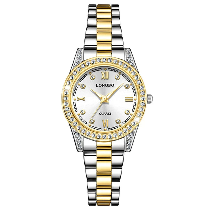 Womens Stainless Waterproof Diamond Quartz Wrist Watch