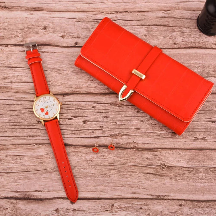 Womens Wallet Earrings Quartz Watch 3pcs Set