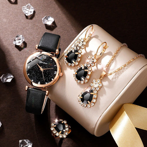 Womens Watches Set Luxury Rhinestone Women Fashion Elegant