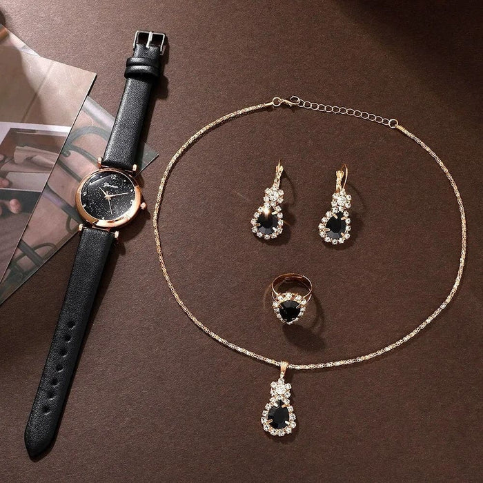 Womens Watches Set Luxury Rhinestone Women Fashion Elegant