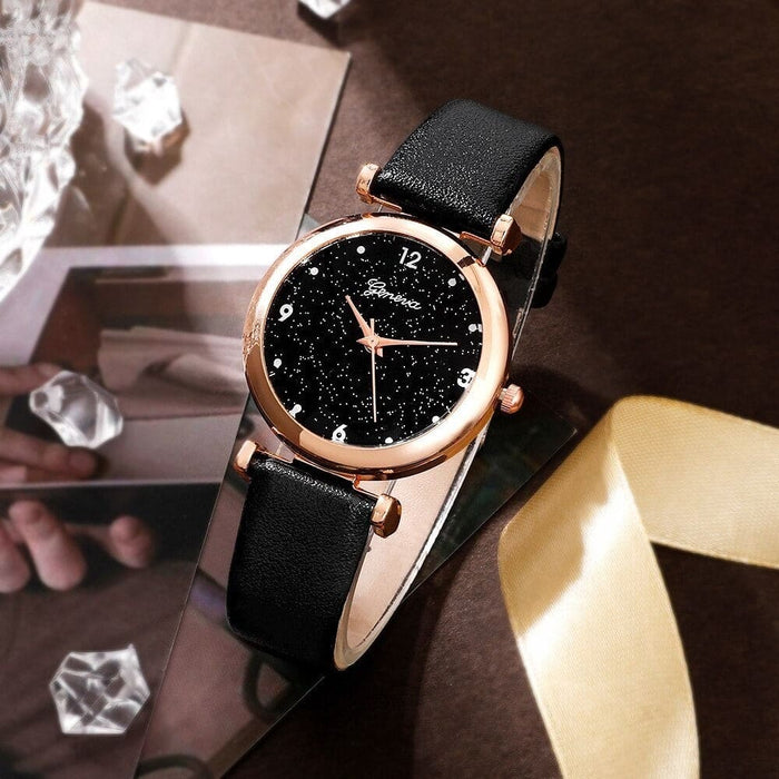 Womens Watches Set Luxury Rhinestone Women Fashion Elegant