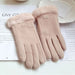 Womens Winter Plush Gloves Warm Suede Outdoor Guantes