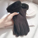 Womens Winter Plush Gloves Warm Suede Outdoor Guantes