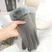 Womens Winter Plush Gloves Warm Suede Outdoor Guantes