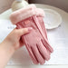 Womens Winter Plush Gloves Warm Suede Outdoor Guantes