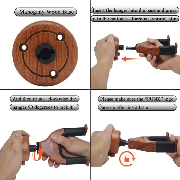 Wood Wall Mount Auto Grip Lock System Neck Holder Stand