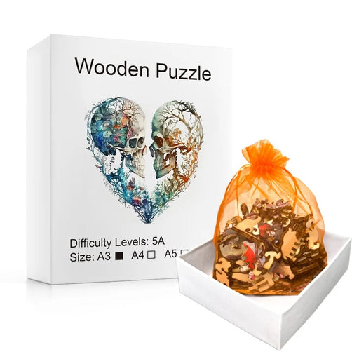 Wooden Heart Shaped Skull Puzzle