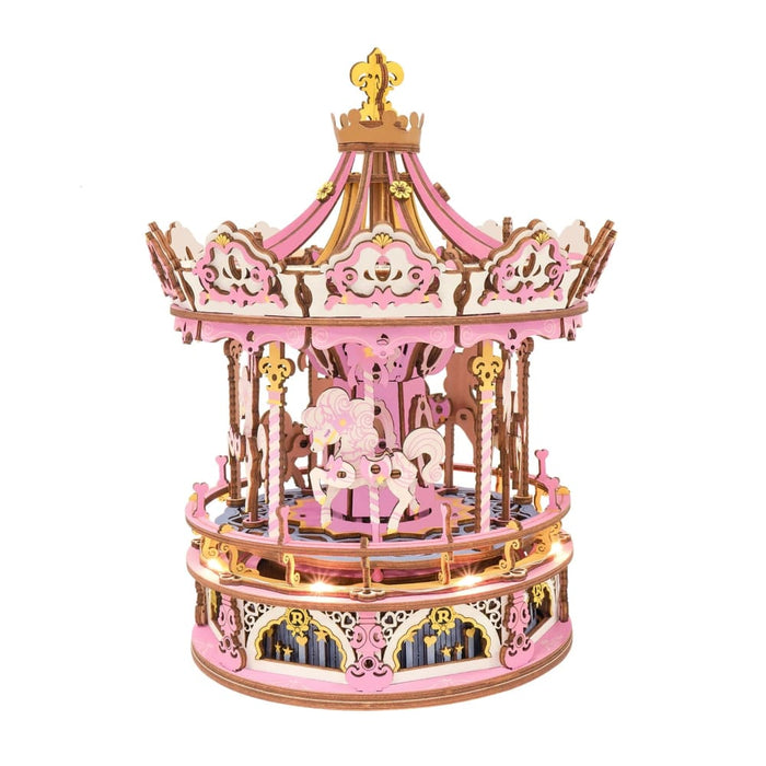 3d Wooden Puzzle 336pcs Rotatable Diy Romantic Carousel