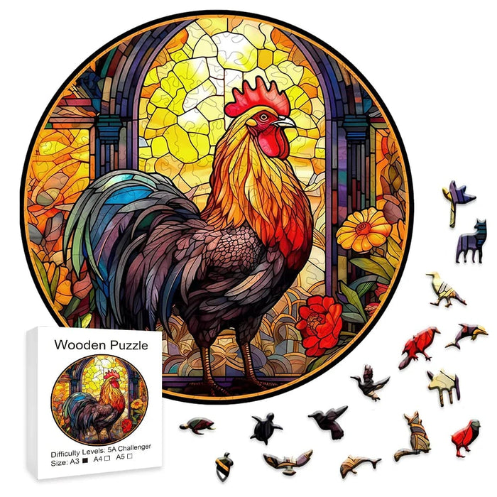 Wooden Rooster Jigsaw Puzzle For Kids