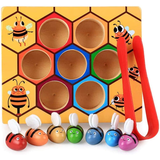 Wooden Bee Toddler Fine Motor Skill Toy - (montessori