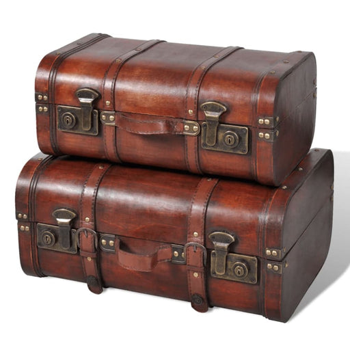 Wooden Treasure Chests 2 Pcs Vintage Brown Xabpip