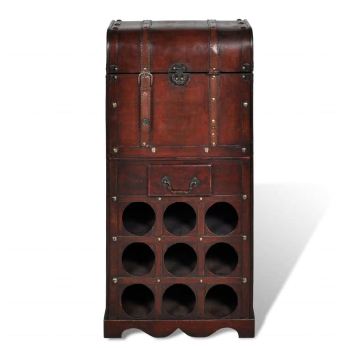 Wooden Wine Rack For 9 Bottles With Storage Xabpbl